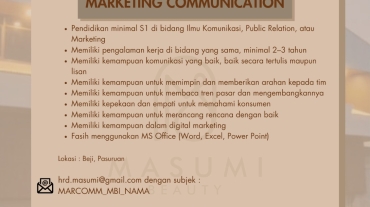 Marcomm | MArketing Communication | Masumi Beauty Indonesia