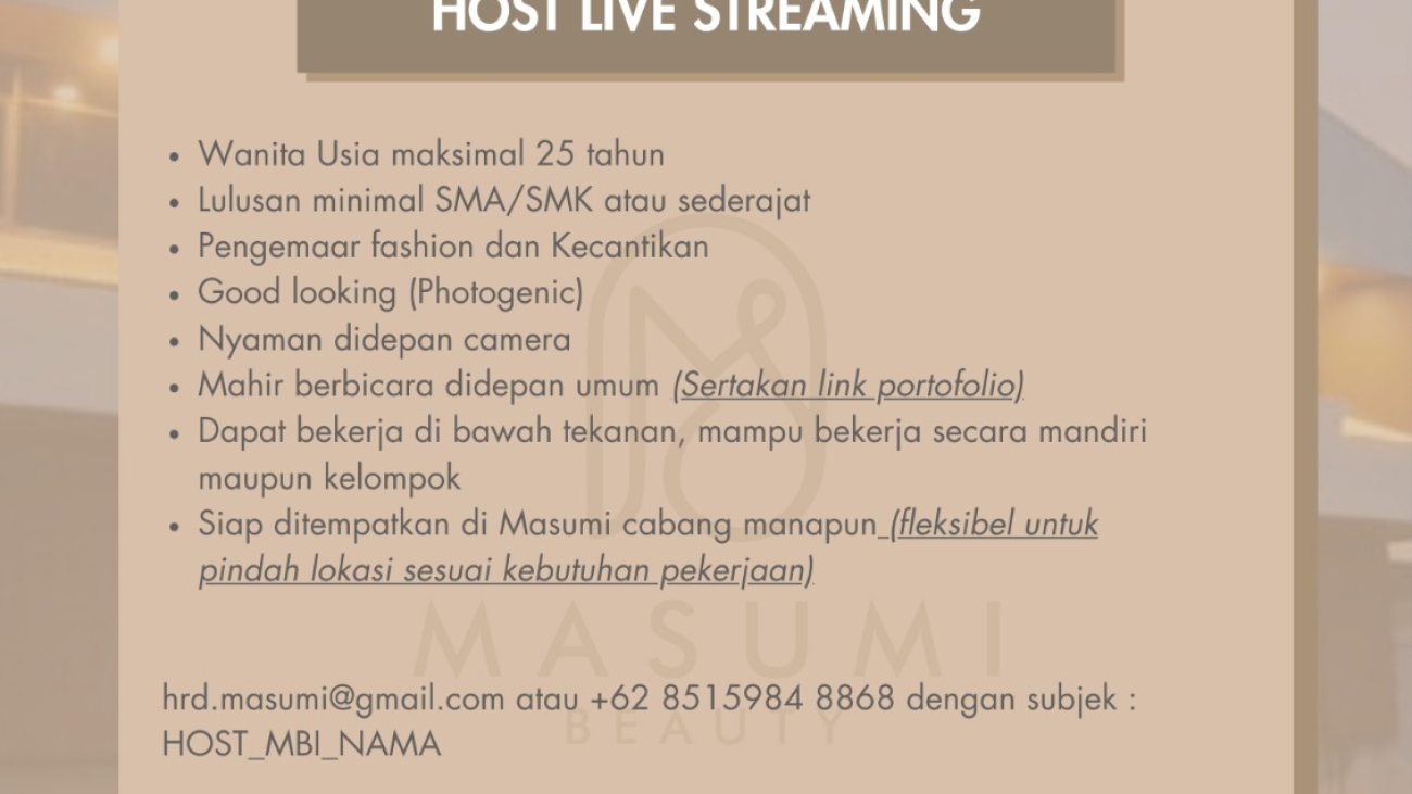 lowongan-kerja-host-live-streaming-masumi-beauty-indonesia-2025